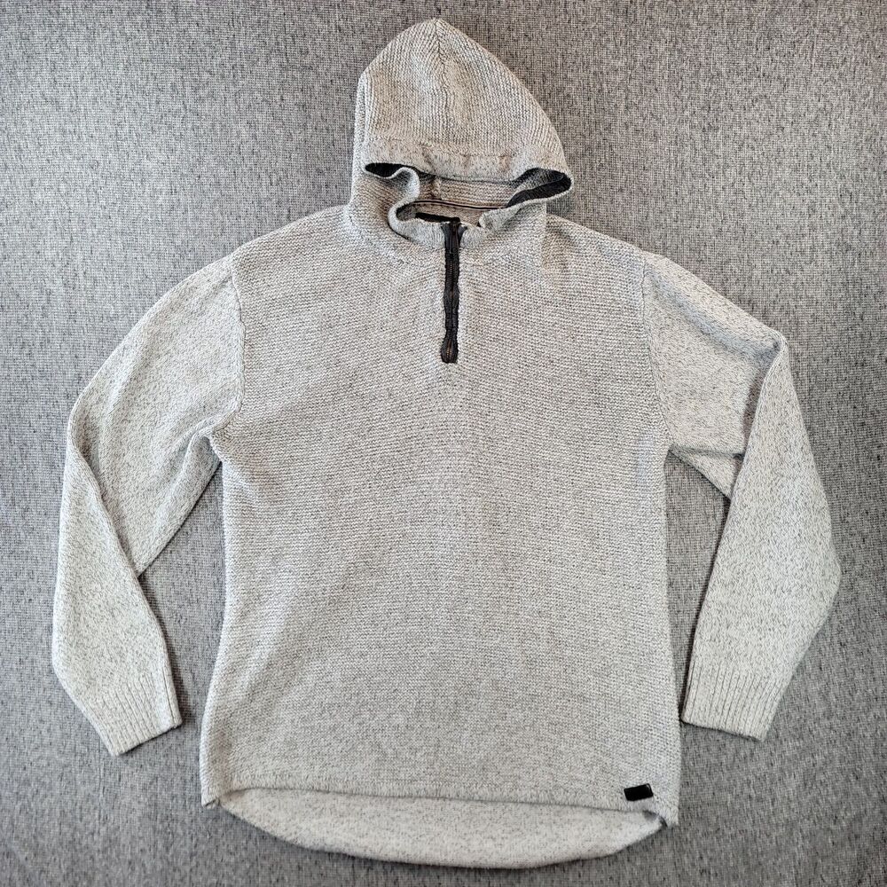 Outpost Makers Men XL Hoodie Sweater 1/4 Zip Waffle Knit Pullover Hooded Grey Te